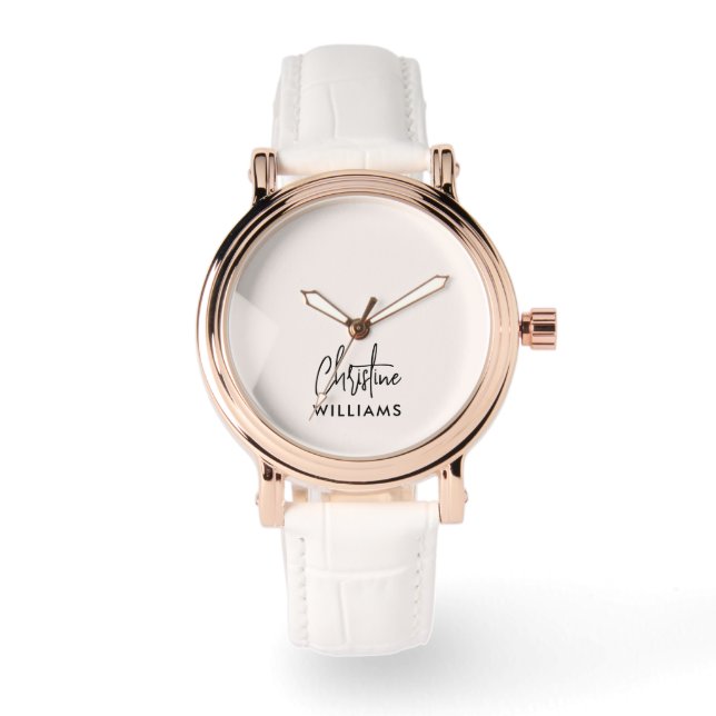 Handtekening Monogram Handgeschreven Script Blush  Horloge (Voorkant)