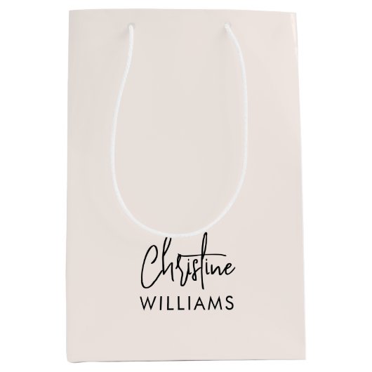 Handtekening Monogram Handgeschreven Script Blush  Medium Cadeauzakje (Voorkant)