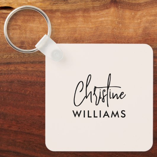 Handtekening Monogram Handgeschreven Script Blush Sleutelhanger (Voorkant)
