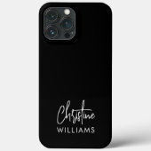 Handtekening Monogram Handgeschreven Script Zwart Case-Mate iPhone Case (Achterkant)