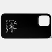 Handtekening Monogram Handgeschreven Script Zwart Case-Mate iPhone Case (Achterkant (horizontaal))