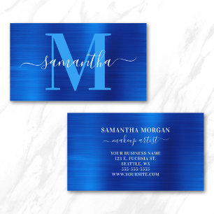 Handtekening Monogram Koninklijk Blauw Glans Visitekaartje