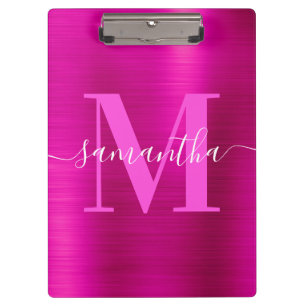 Handtekening Monogram Roze Glans Folie Klembord