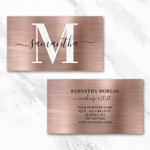 Handtekening Monogram Roze Goud Glans Visitekaartje