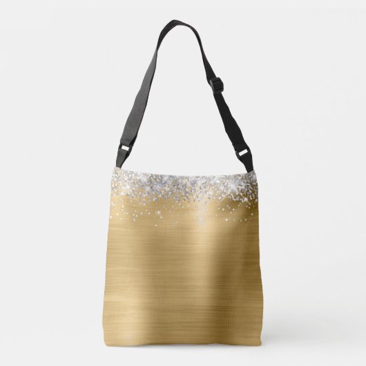Handtekening Monogram Silver Glitter Gold Foil Crossbody Tas (Achterkant)