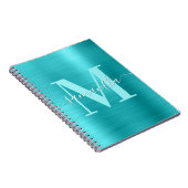 Handtekening Monogram Turquoise Blue Folie Notitieboek (Rechterzijde)