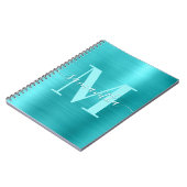 Handtekening Monogram Turquoise Blue Folie Notitieboek (Linkerzijde)