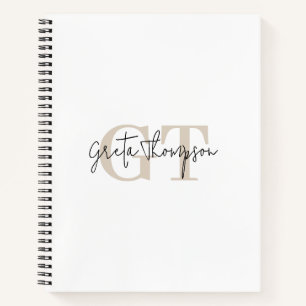 Handtekening Naam Beige Monogram Notitieboek