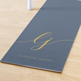 Handtekening Naam Eenvoudige Kalligrafie Navy Blue Yogamat