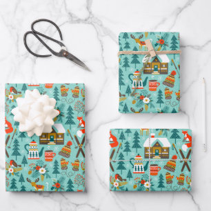 Handtekening Natuur van het winterskiën van wilde Inpakpapier Vel