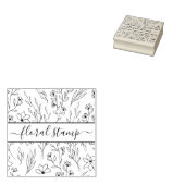 Handtekening onder florale textuur 	rubberstempel (Gestempeld)