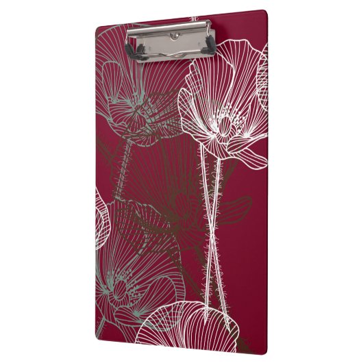 Handtekening papavers op rood klembord (Links)