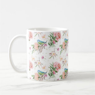 Handtekening Pastel roze & perzikenbloemen & zong Koffiemok