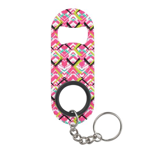 Handtekening Roze Zig Zag Patroon Mini Flessenopener (Achterkant)