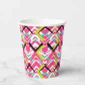 Handtekening Roze Zig Zag Patroon Papieren Bekers (Voorkant)