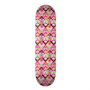 Handtekening Roze Zig Zag Patroon Skateboard