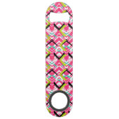 Handtekening Roze Zig Zag Patroon Speed Flessenopener (Achterkant)