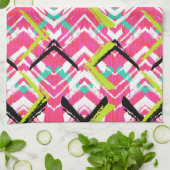 Handtekening Roze Zig Zag Patroon Theedoek (Gevouwen)