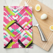 Handtekening Roze Zig Zag Patroon Theedoek (Quarter Fold)