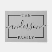 Handtekening Script Aangepaste grijze familienaam Deurmat (Voorkant)