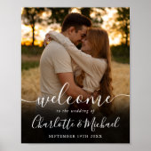 Handtekening Script Foto Bruiloft Welkomstbord Poster (Voorkant)