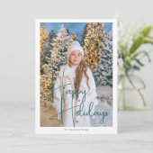 Handtekening Script Foto Modern Kerstkaart (Staand voorkant)