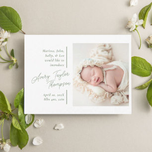 Handtekening Script Foto Moderne Baby Geboorte Aankondiging