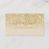 Handtekening Script Goud Glitters Modern Meisjesac Aanbevelingskaartje (Voorkant)