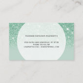 Handtekening Script Mint Groene Glitter Moderne Me Visitekaartje (Achterkant)