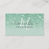 Handtekening Script Mint Groene Glitter Moderne Me Visitekaartje (Voorkant)