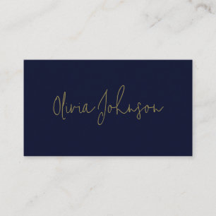 Handtekening Script Modern Gold Navy Visitekaartje