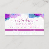 Handtekening Script Paarse Blauwe Alcoholinkt Afsprakenkaartje (Voorkant)