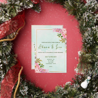 Handtekening Script, Roze & Blush Bloemige Huwelij Folie Uitnodiging