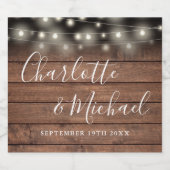 Handtekening Script Rustieke Houten Strijklichten  Sparkling Wijnetiket (Enkel label)