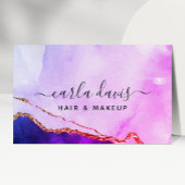 Handtekening Script Waterverf Paars Gold Marble Visitekaartje