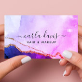 Handtekening Script Waterverf Paars Gold Marble Visitekaartje