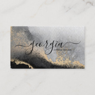 Handtekening Script Waterverf Zwart Goud Grijs Mar Visitekaartje