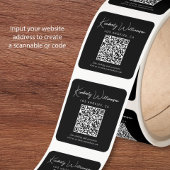 Handtekening Script Zwart QR Code Vierkante Sticker