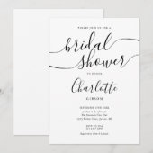 Handtekening Script Zwart-Wit Bruidsfeest Kaart (Voorkant / Achterkant)