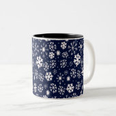 Handtekening snowflake Blizzard met Navy Classic B Tweekleurige Koffiemok (Voorkant rechts)