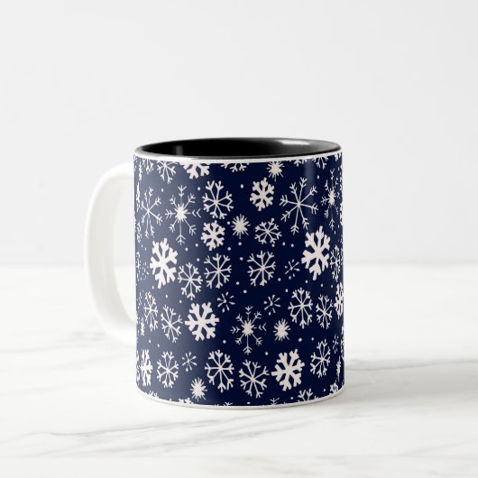 Handtekening snowflake Blizzard met Navy Classic B Tweekleurige Koffiemok (Voorkant links)