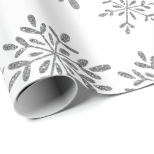 Handtekening Snowflakes Silver Glitter Holiday Cadeaupapier