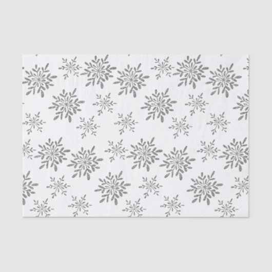 Handtekening Snowflakes Silver Glitter Holiday Tissuepapier (Voorkant)