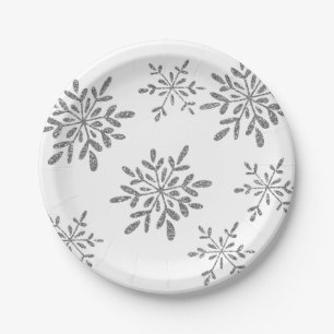 Handtekening Snowflakes   Zilver Glitter Holiday Papieren Bordje