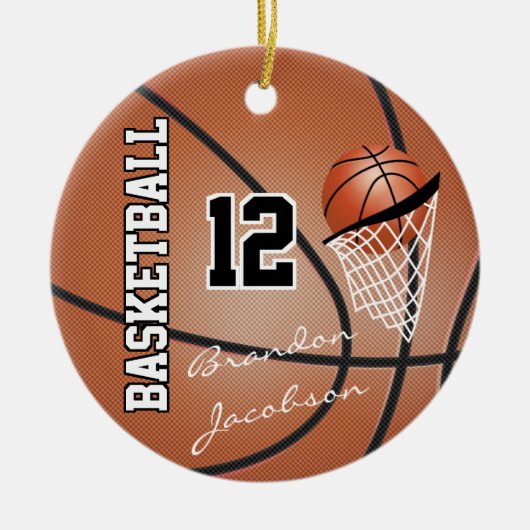 Handtekening Star Basketball Player Keramisch Ornament (Voorkant)