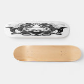 Handtekening tekening Illustratie schedel en vierk Skateboard (Horizontaal)