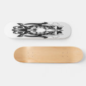 Handtekening tekening Illustratie schedel en vierk Skateboard (Horizontaal)