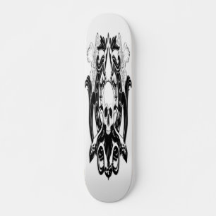 Handtekening tekening Illustratie schedel en vierk Skateboard