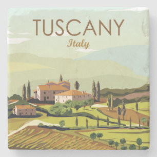 Handtekening Toscane Italië Landschapsschets Stenen Onderzetter