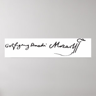 Handtekening van de Musicus Wolfgang Amadeus Mozar Poster